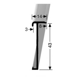 Trapneusprofiel 14x43mm tbv 2-3mm PVC brons 3,0m